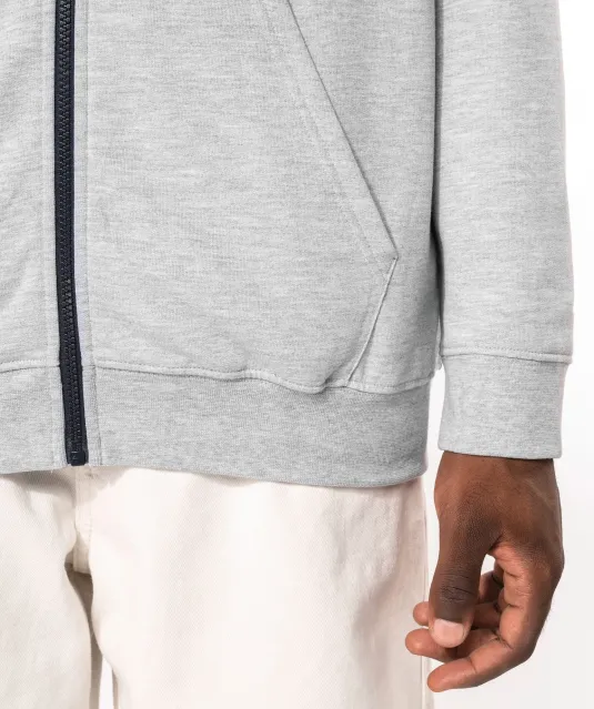 K466 - Herensweater met rits en capuchon in contrasterende kleur Black / Fine Grey