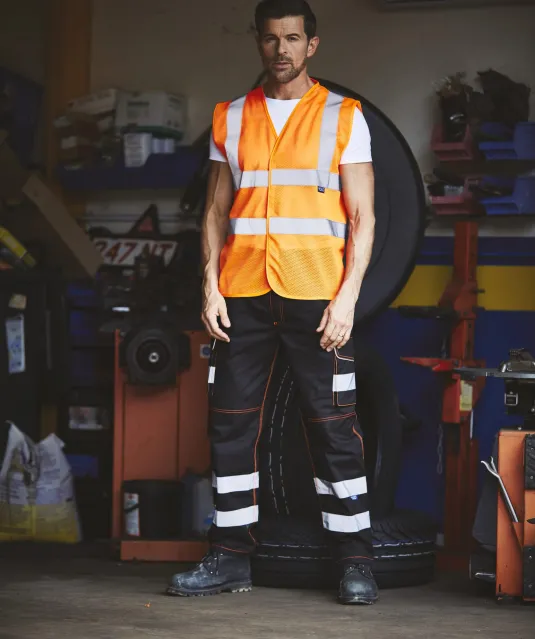 YHVW120 - Hoge zichtbaarheid hesje van gerecycleerd gaas Hi Vis Yellow