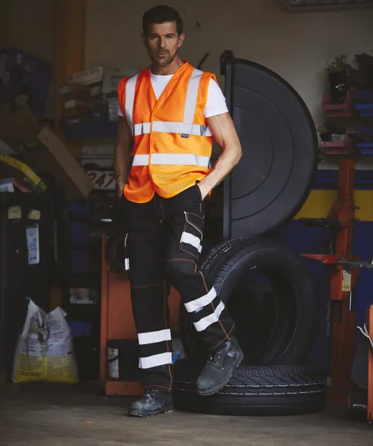 YHVW120 - Hoge zichtbaarheid hesje van gerecycleerd gaas Hi Vis Yellow