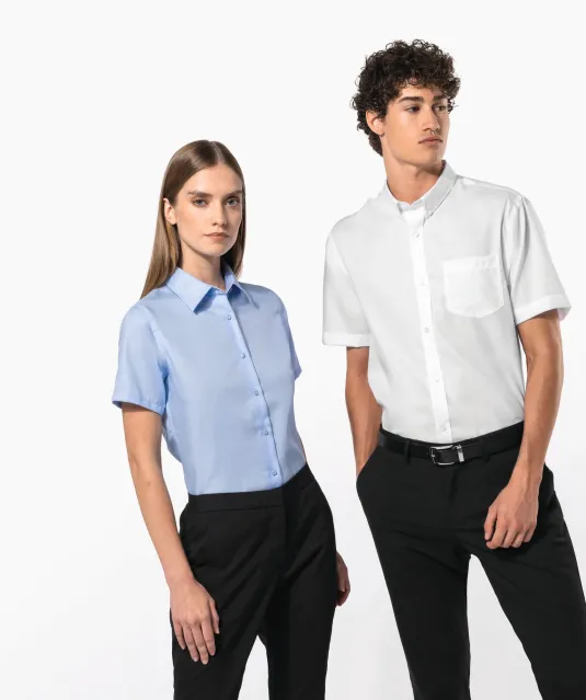 K539 - Heren non-iron micro sergé overhemd korte mouwen White