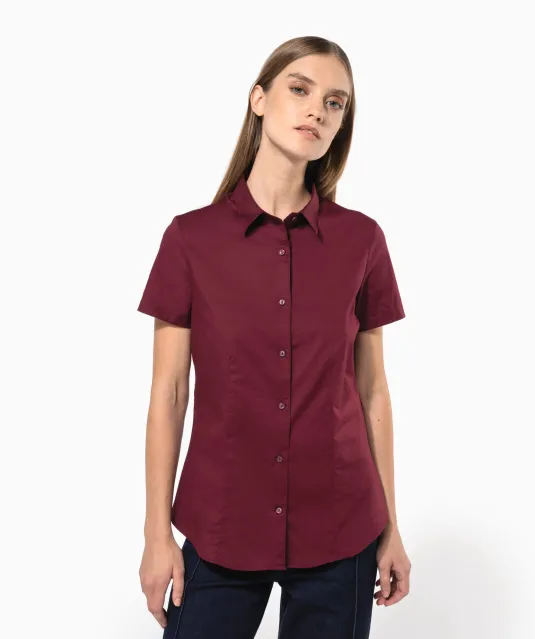K532 - Dames stretch blouse korte mouwen Black