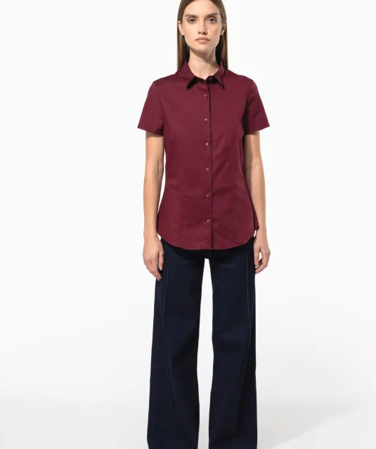 K532 - Dames stretch blouse korte mouwen Black