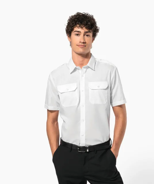 K503 - Herenpilootoverhemd korte mouwen White