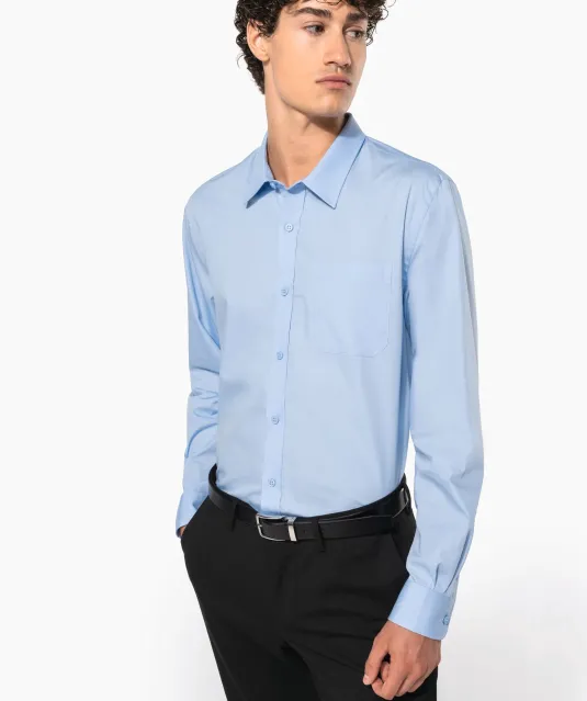 K541 - Heren poplin overhemd lange mouwen White