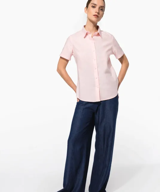 K536 - Dames Oxford blouse korte mouwen White