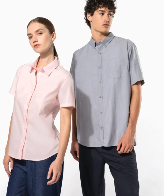 K536 - Dames Oxford blouse korte mouwen White