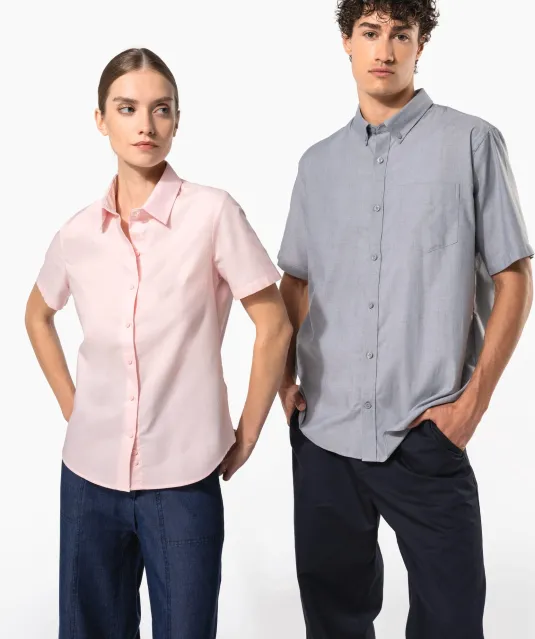 K536 - Dames Oxford blouse korte mouwen White