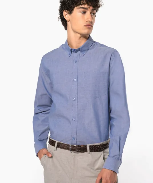 K533 - Heren Oxford overhemd lange mouwen White