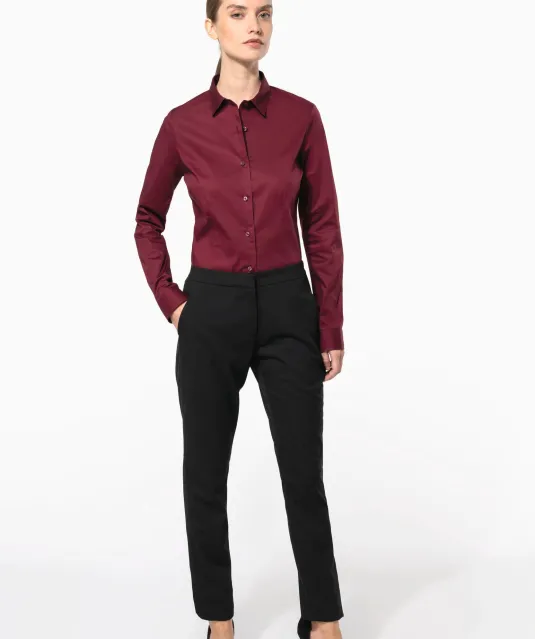 K530 - Dames stretch blouse lange mouwen Black