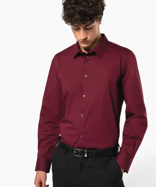 K529 - Heren stretch overhemd lange mouwen Black