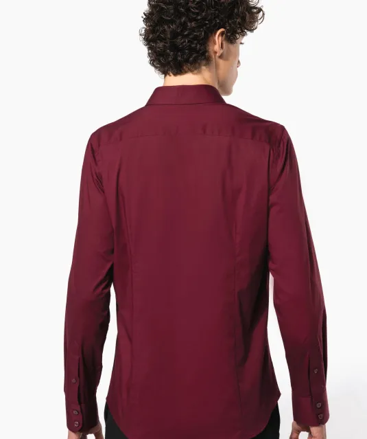 K529 - Heren stretch overhemd lange mouwen Black