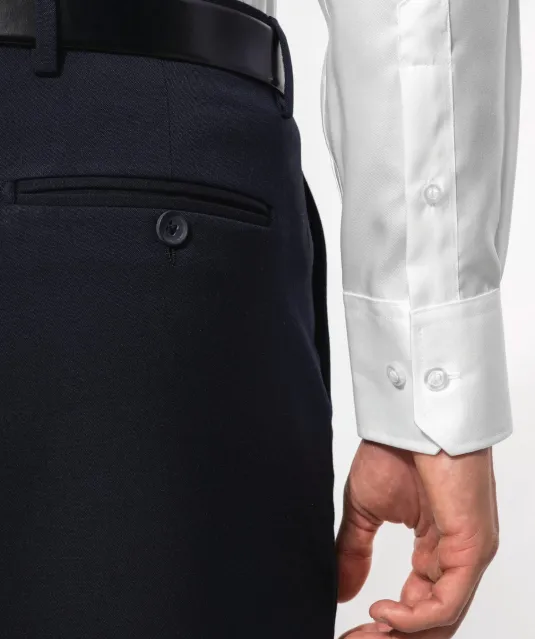 K522 - Getailleerd heren non-iron overhemd lange mouwen White