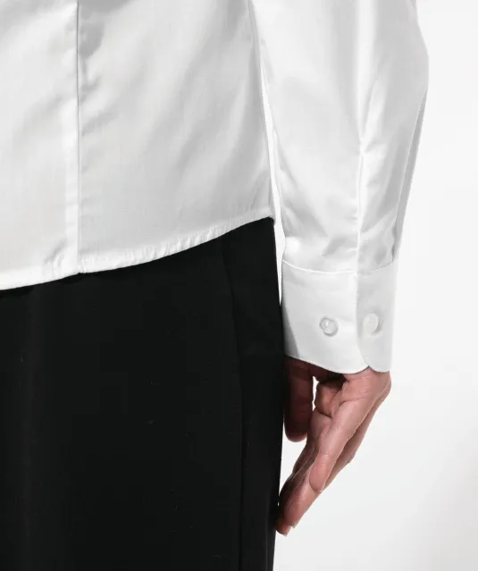 K510 - Damesblouse in popeline met lange mouwen White