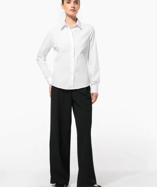K510 - Damesblouse in popeline met lange mouwen White