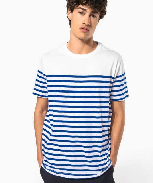 K3033 - Marine-T-shirt ronde hals Bio heren Navy / White Stripes