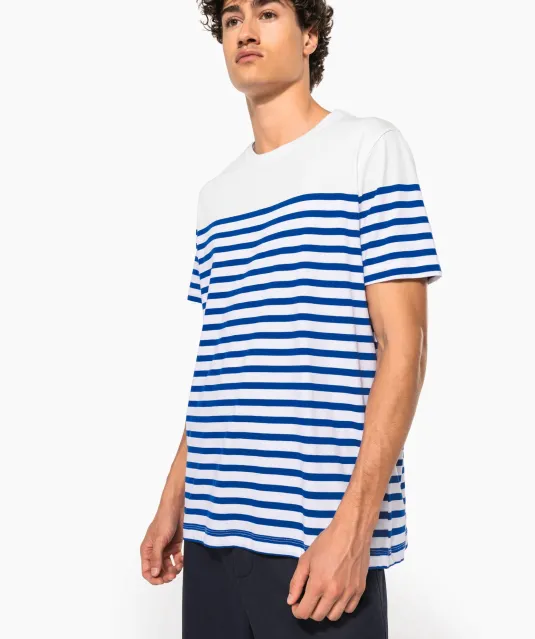 K3033 - Marine-T-shirt ronde hals Bio heren Navy / White Stripes