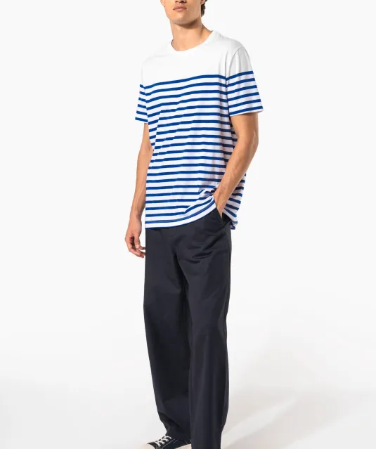 K3033 - Marine-T-shirt ronde hals Bio heren Navy / White Stripes