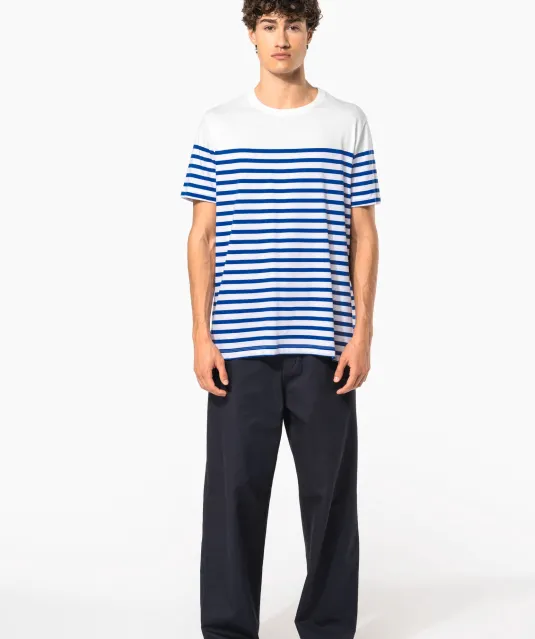 K3033 - Marine-T-shirt ronde hals Bio heren Navy / White Stripes