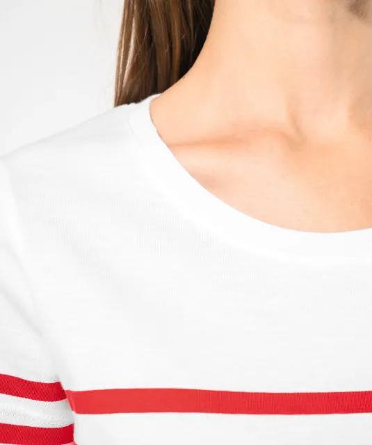 K3034 - Marine-T-shirt ronde hals Bio dames Navy / White Stripes