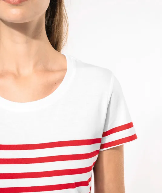 K3034 - Marine-T-shirt ronde hals Bio dames Navy / White Stripes