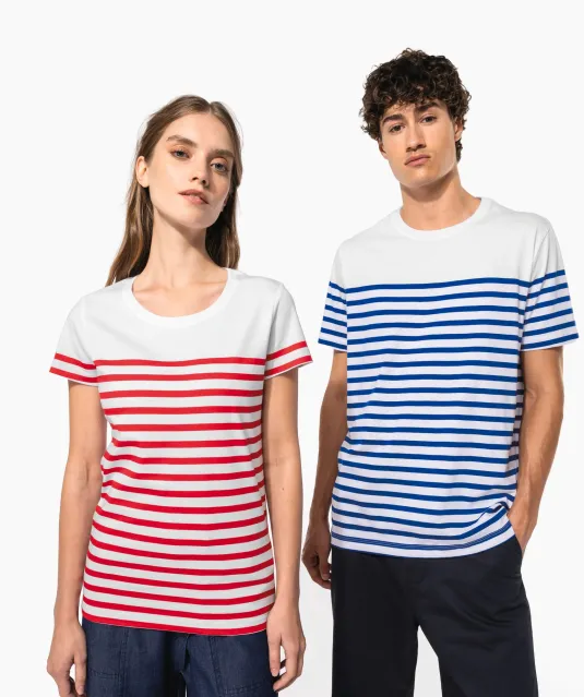 K3034 - Marine-T-shirt ronde hals Bio dames Navy / White Stripes