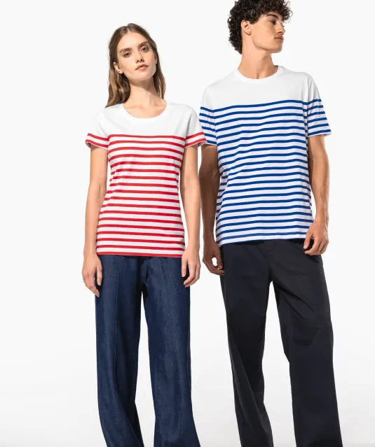 K3034 - Marine-T-shirt ronde hals Bio dames Navy / White Stripes