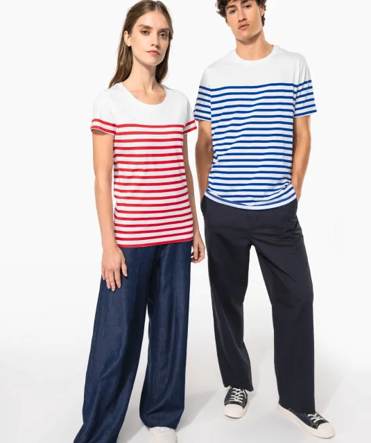 K3034 - Marine-T-shirt ronde hals Bio dames Navy / White Stripes