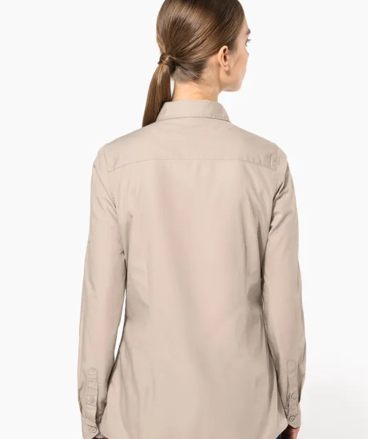 K591 - Damesoverhemd safari lange mouwen Beige