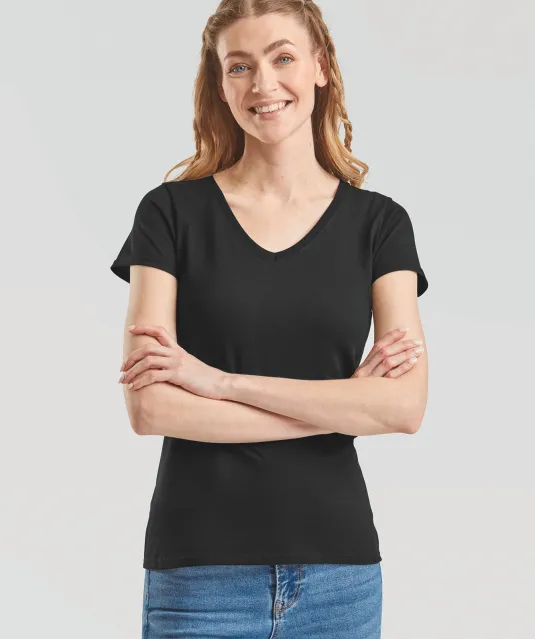 SC61398 - Lady-fit Valueweight V-neck T (61-398-0) White