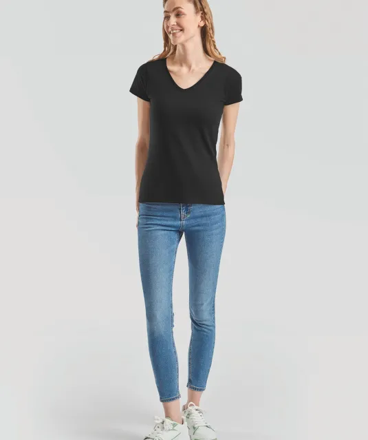 SC61398 - Lady-fit Valueweight V-neck T (61-398-0) White
