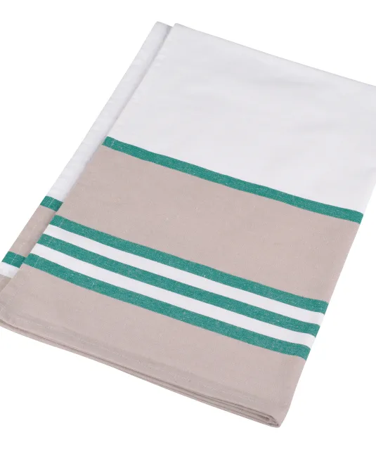 K130 - Gestreepte theedoek White / Kelly Green