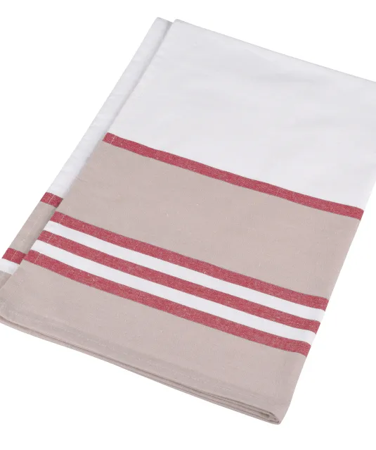 K130 - Gestreepte theedoek White / Red