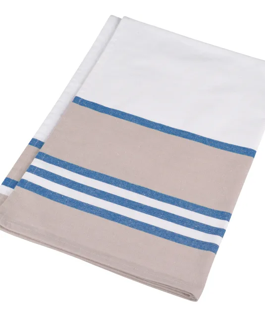 K130 - Gestreepte theedoek White / Royal Blue