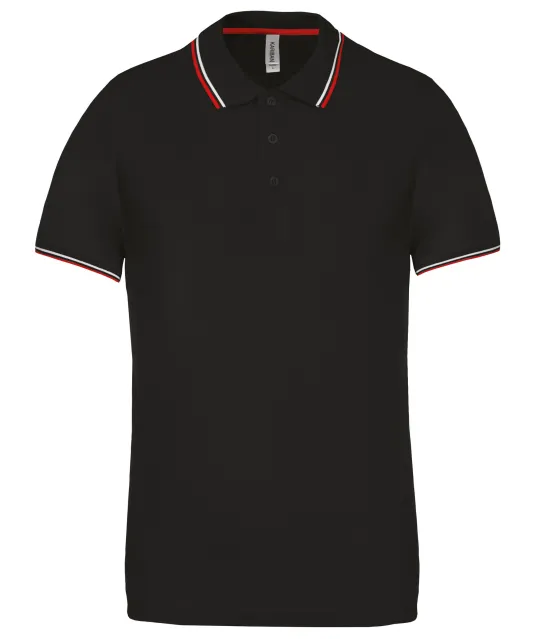K250 - Polo korte mouwen Black / Red / White