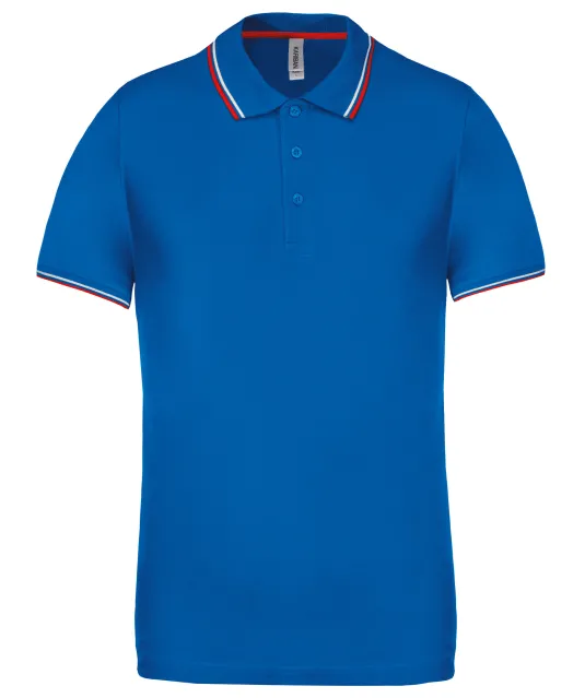K250 - Polo korte mouwen Light Royal Blue / Red / White
