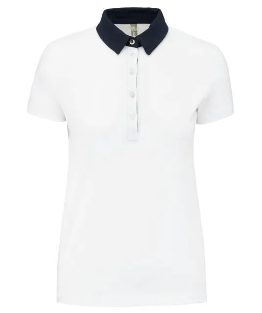K261 - Tweekleurige damespolo jersey White / Navy