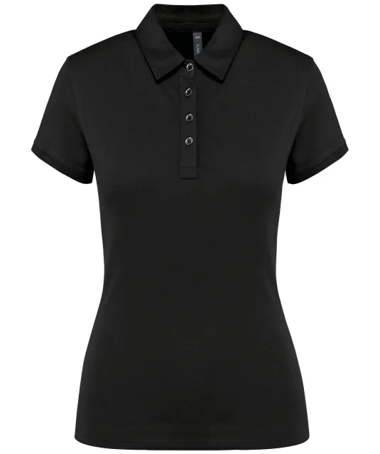 K263 - Damespolo korte mouwen van jersey Black