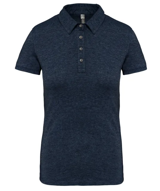K263 - Damespolo korte mouwen van jersey French Navy Heather