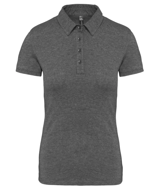 K263 - Damespolo korte mouwen van jersey Grey Heather