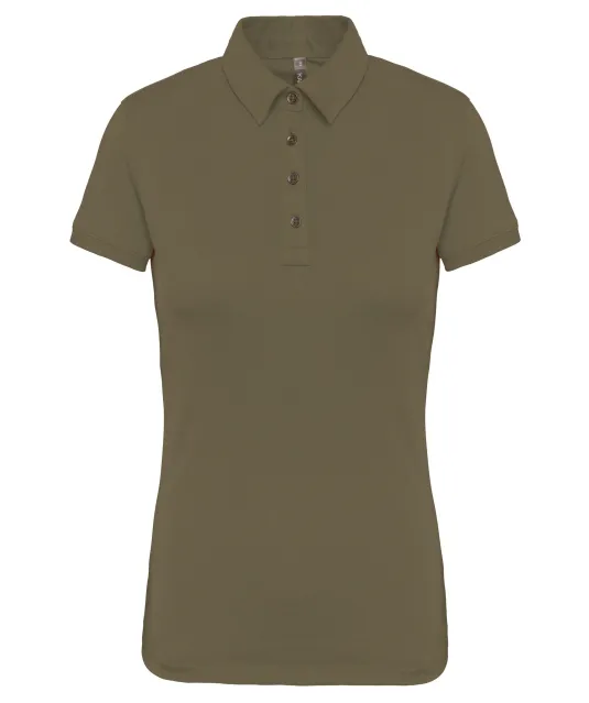 K263 - Damespolo korte mouwen van jersey Light khaki