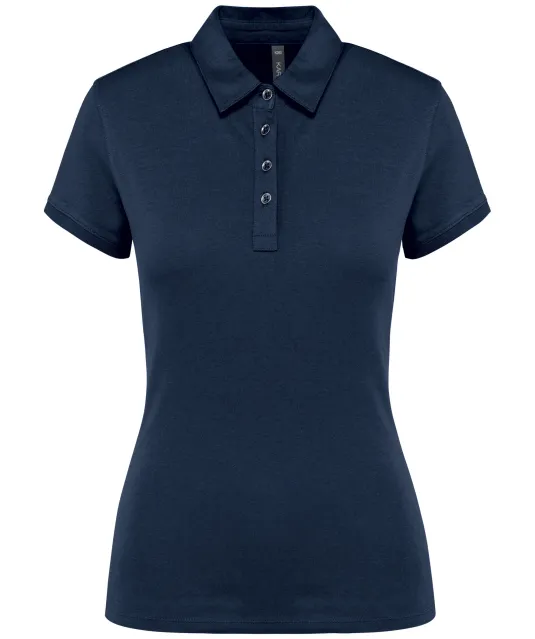 K263 - Damespolo korte mouwen van jersey Navy