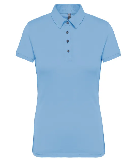 K263 - Damespolo korte mouwen van jersey Sky Blue