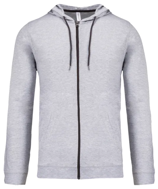 K438 - Vestje van licht katoen met capuchon Oxford Grey