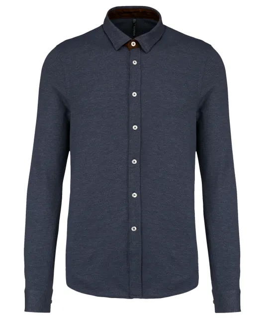 K507 - Jacquard overhemd  lange mouwen Jacquard blue