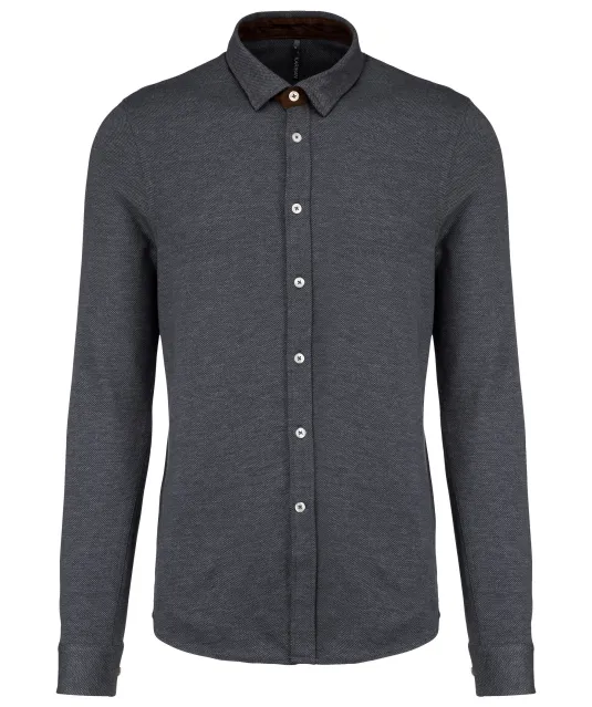 K507 - Jacquard overhemd  lange mouwen Jacquard Dark Grey