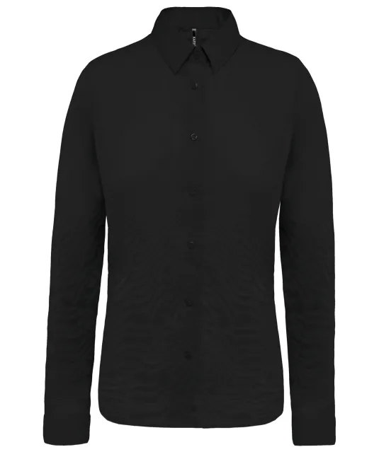 K510 - Damesblouse in popeline met lange mouwen Black