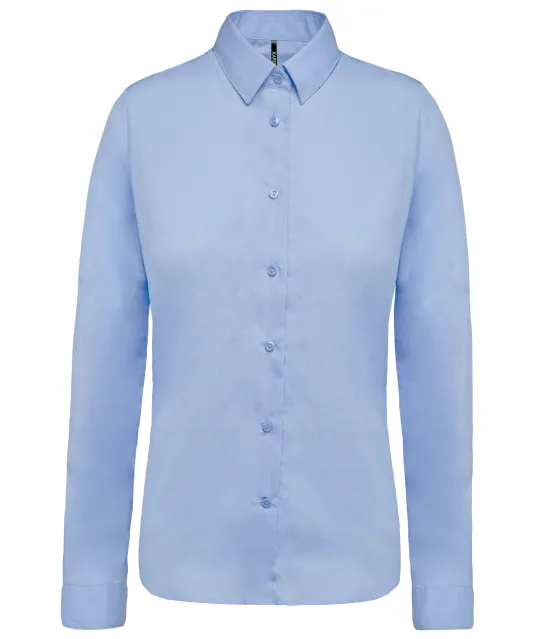 K510 - Damesblouse in popeline met lange mouwen Bright Sky