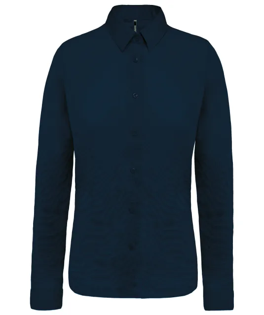 K510 - Damesblouse in popeline met lange mouwen Navy