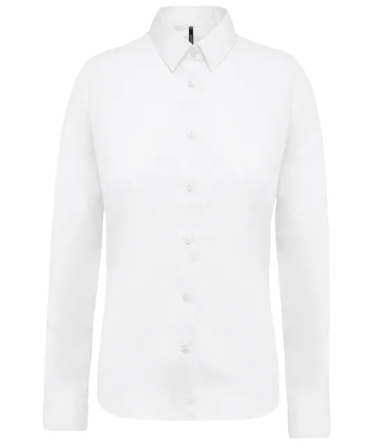 K510 - Damesblouse in popeline met lange mouwen White