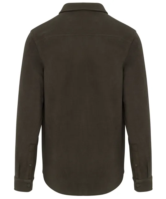 K582 - Overshirt van fleece met sherpavoering Dark Khaki / Storm Grey